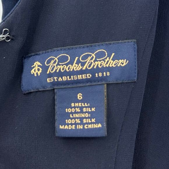 Brooks Brothers 100% Silk Navy Midi Dress Classic A-Line Cocktail Womens Size 6 - Picture 6 of 9